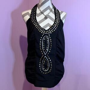Halter top with rhinestone design